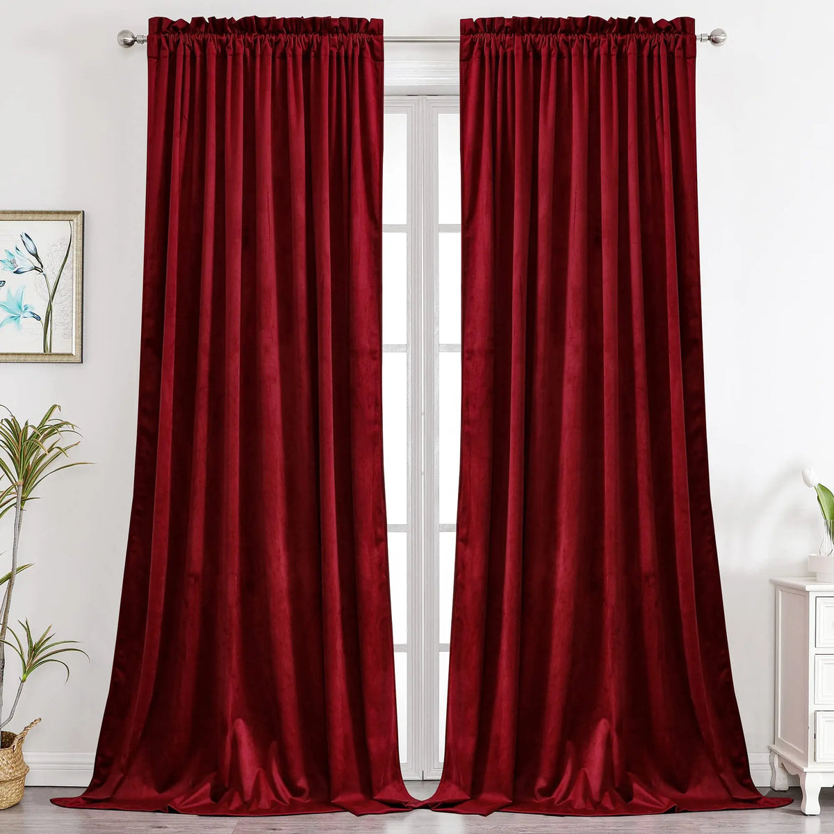 rideau velours rouge bordeaux opacité totale moderne élégant chambre salon isolation thermique doux
