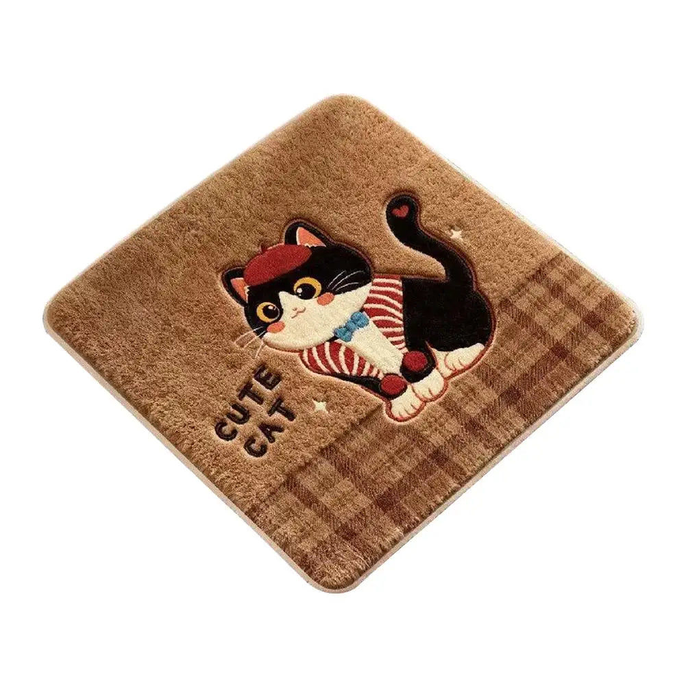 coussin carré doux cartoon chats chiens beige antidérapant fibre polyester lavable