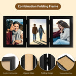 cadre photo pliable triple verre transparent charnières modernes noir bois clair minimaliste