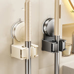 porte balai mural ventouse gris lisse perforations moderne salle bain rangement minimaliste