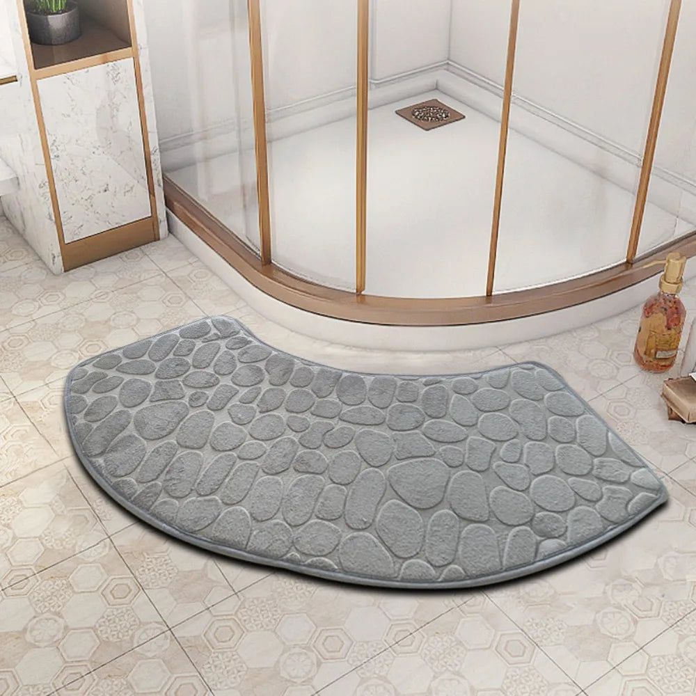 tapis bain gris moderne texture cailloux antidérapant absorbant eva 30x60cm