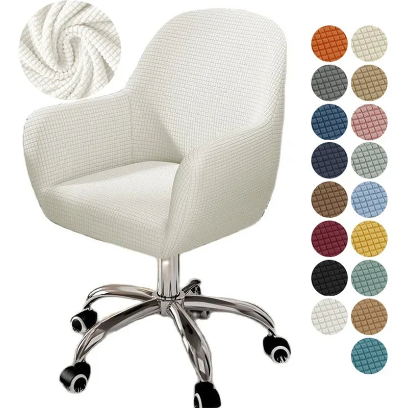 chaise moderne couverture tissu carreaux beige clair protection polyester elasthanne