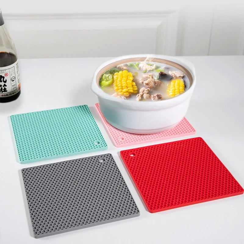 tapis protection cuisine silicone rouge gris moderne texture hexagonale imperméable anti brûlure