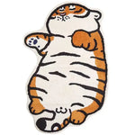 tapis tigre stylisé lunettes contemporain antidérapant imperméable polyester blanc orange