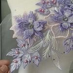 applique textile fleurs brodées strass violet rose noir 30x21cm coudre écolomanuelfait