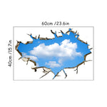 sticker mural 3d ciel bleu nuages étoiles béton fissuré adhésif chambre toit