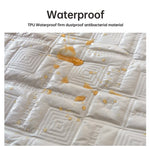 protège matelas gris carreaux géométriques hiver élastique queen king moderne