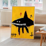 affiche art moderne pop dessin animé abstraite couleur noir jaune rouge self adhesive chambre