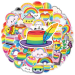 stickers kawaii multicolores dessins animés arc ciel nuages chats cupcakes stickers adhésifs imperméables random