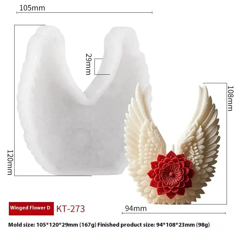 silicone moule artisanal bougie aile fleur relief feuilles rouge blanc décoration fabrication cire soja