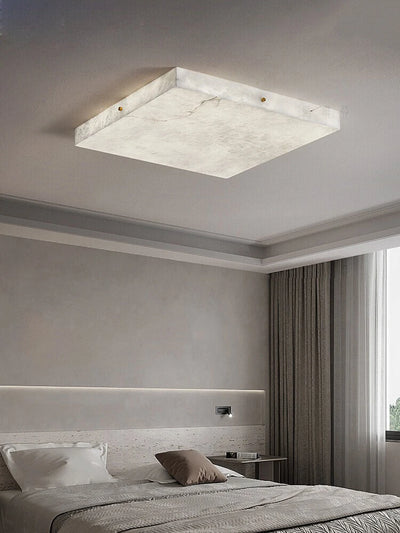 Plafonnier LED marbre carré blanc salon