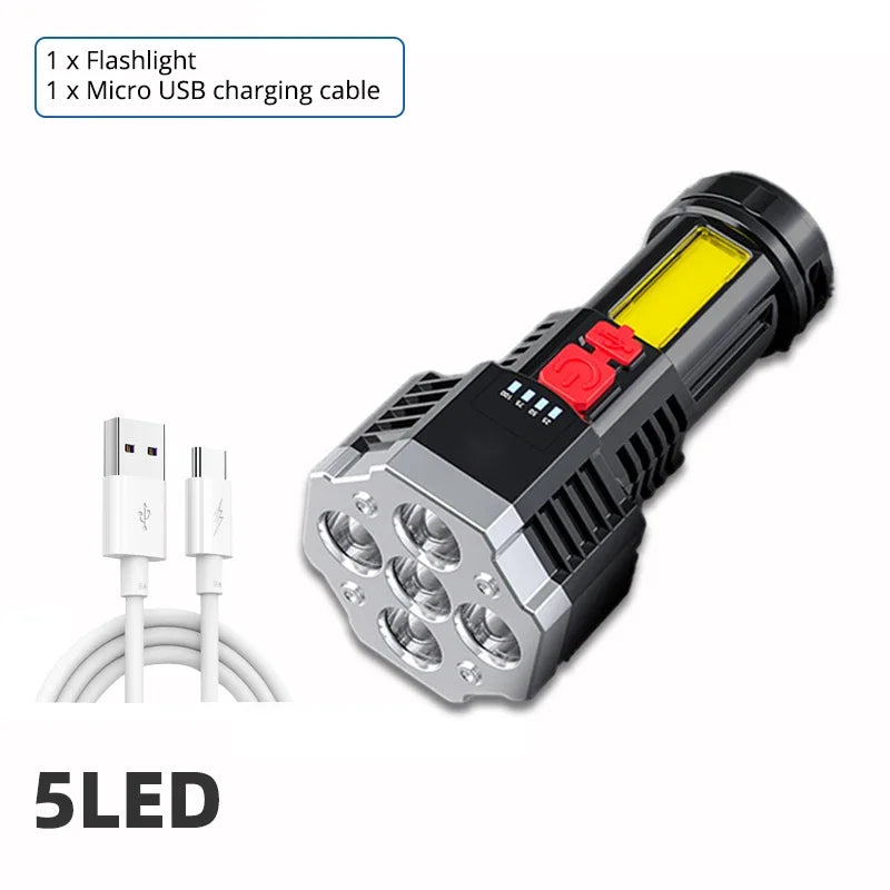 lampe torche led rechargeable leds cable usb moderne robuste camping