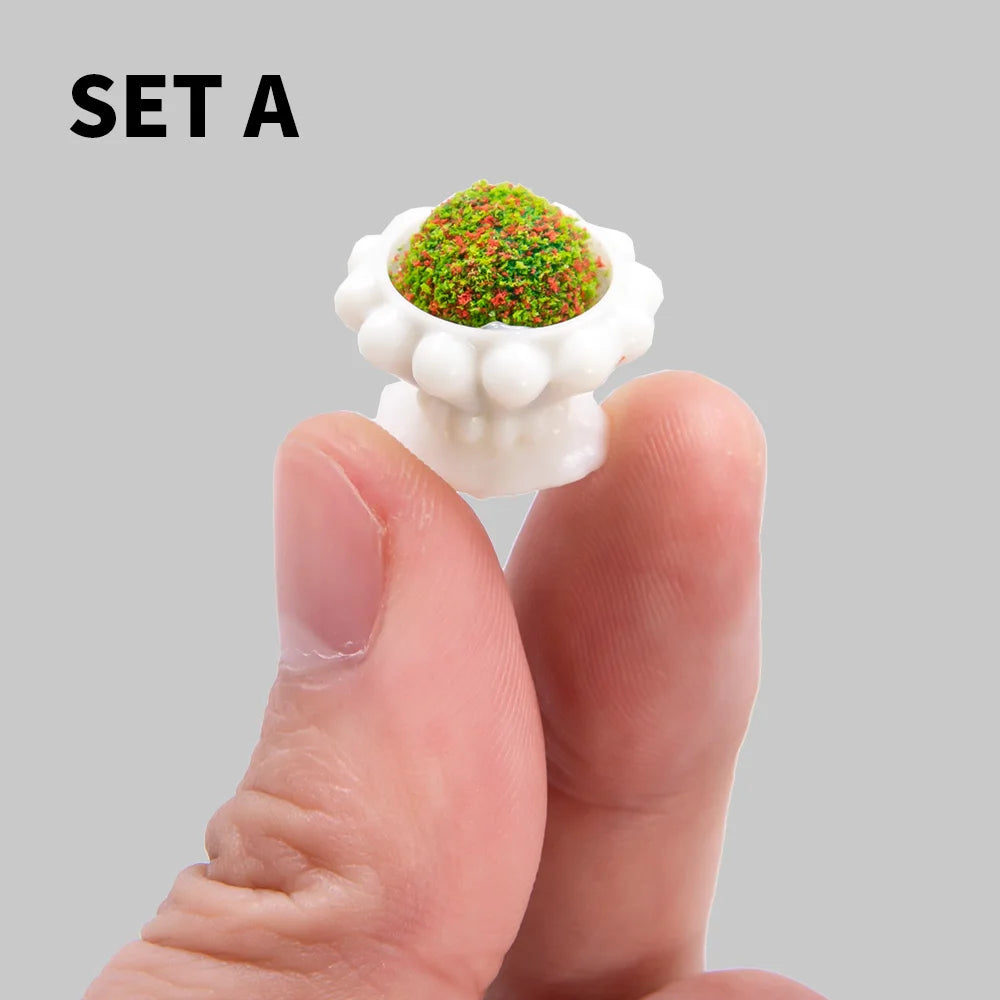miniature pots fleurs blanc détails relief décoration jardin diy artificiels