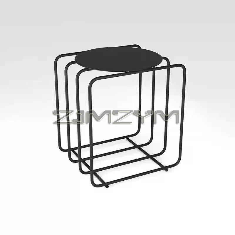 table basse ronde métal moderne minimaliste couleur bleue salon décoration