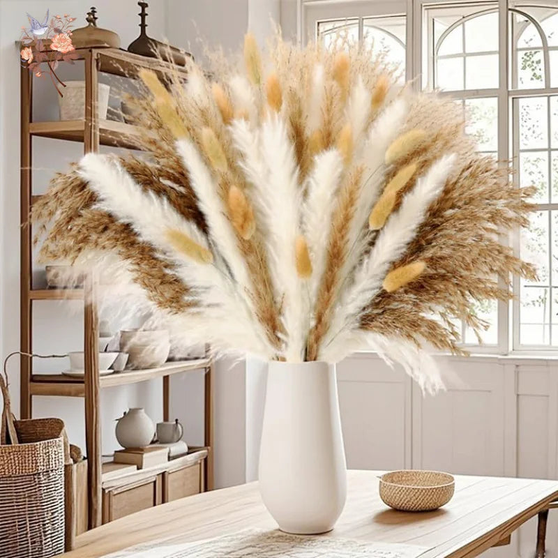 décoration maison bouquet fleurs séchées naturel vase blanc anniversaire mariage rustic farmhouse