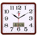 horloge murale carrée quartz aiguille classique cadre marron cadran blanc salon cuisine decoration murale