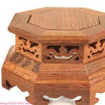 support vase bois artisanal marron clair texture naturelle découpes géométriques traditionnel métalliques