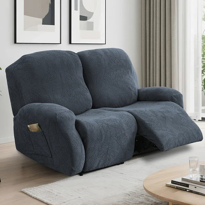 Housse canapé inclinable places vert olive imprimé feuilles moderne adhésif Jacquard polyestère
