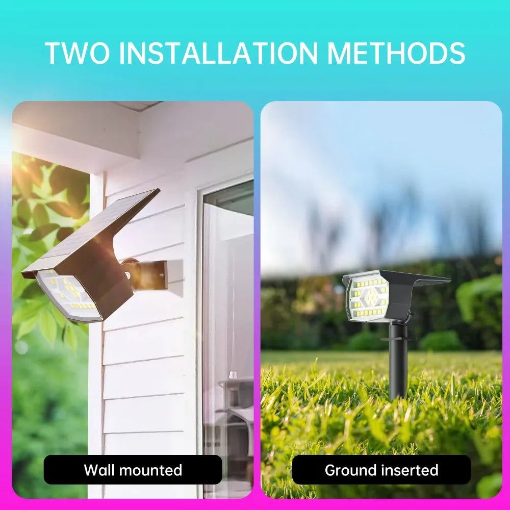 projecteur solaire led 29 couleur changeante ip67 moderne noir matextérieur jardin patio