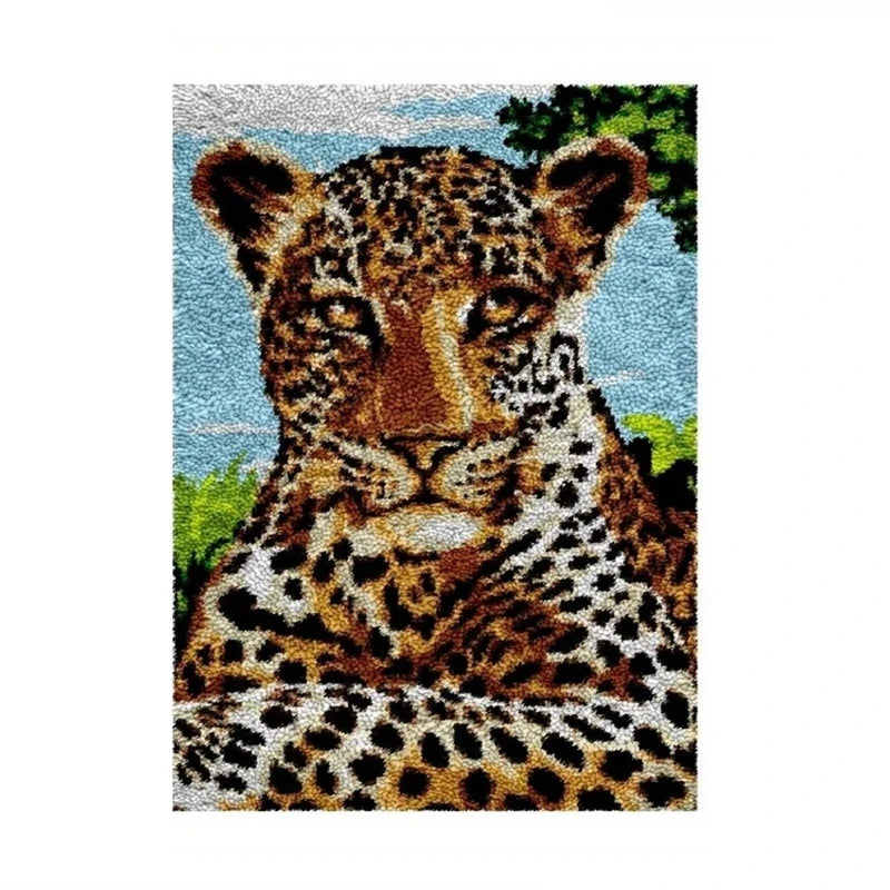 kit fabrication tapis crochet animaux motif tigre débutant loisirs créatifs