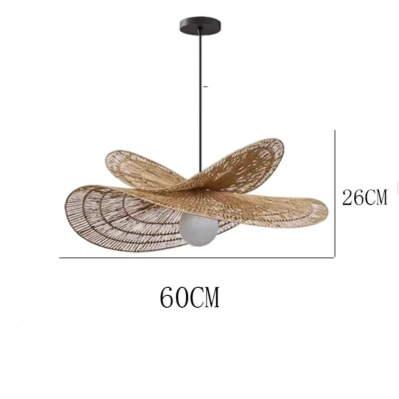 suspension lumineuse tressée wicker naturel moderne rustique salon chambre lumière chaîne métallique ampoule