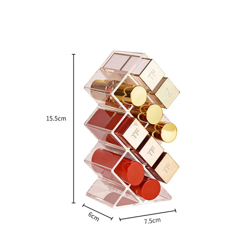 présentoir cosmétique transparent moderne boîte rangement maquillage acrylique 10 gonds doré minimaliste