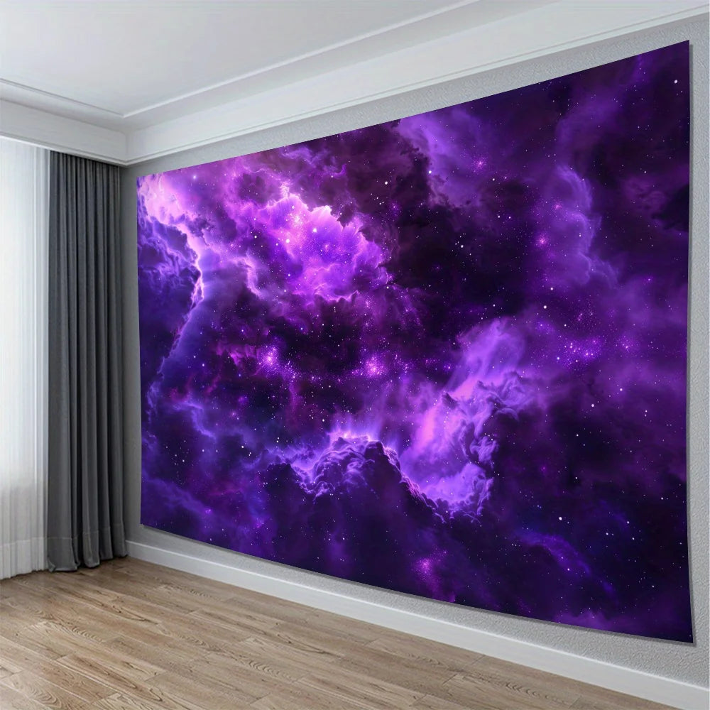 tapisserie scénique nuages étoiles ciel violet moderne décoration intérieure chambre salon polyester