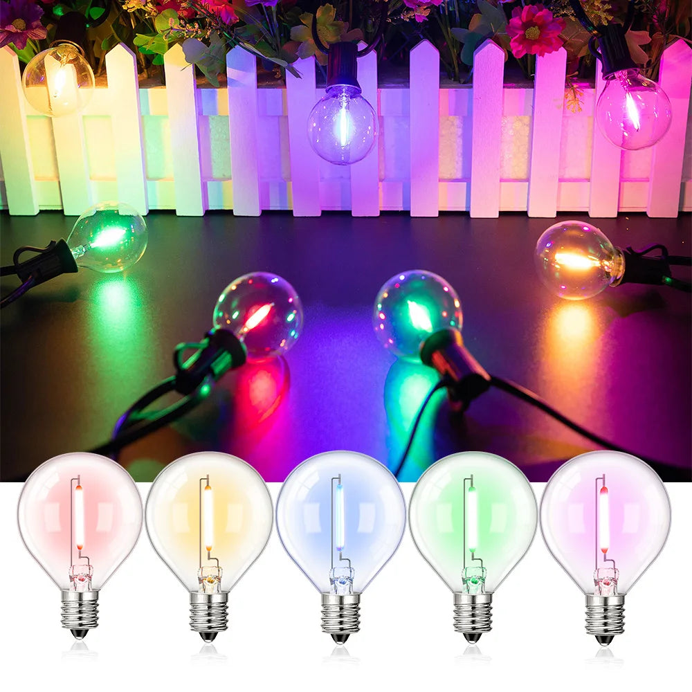 guirlande lumineuse extérieure globes multicolores transparents vintage 10m 15m 20m led rgb imperméable