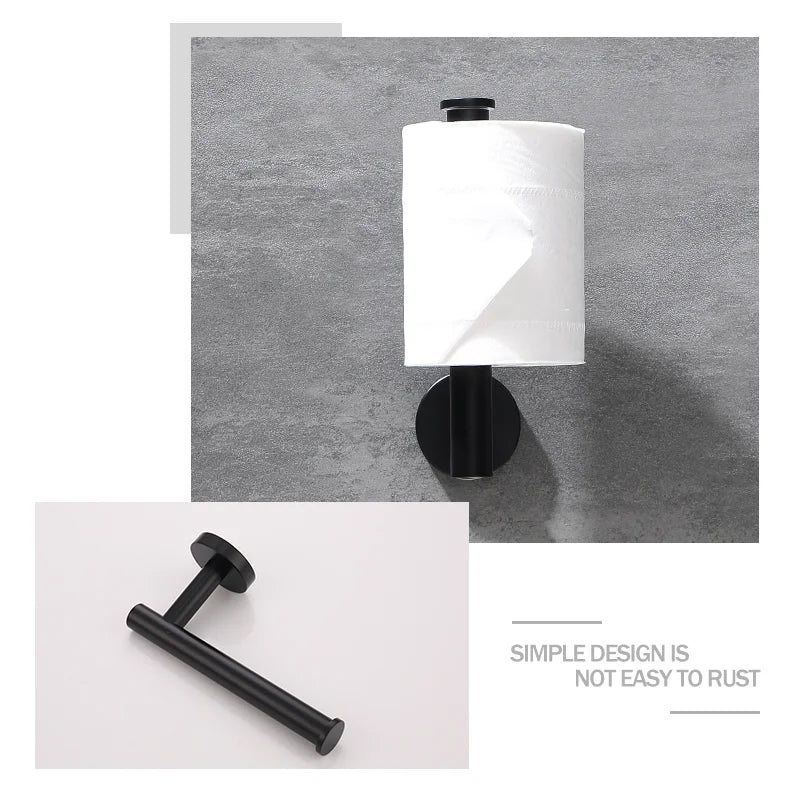 accessoires salle bain noir moderne porte serviettes papier toilette porte robe porte savon tasse