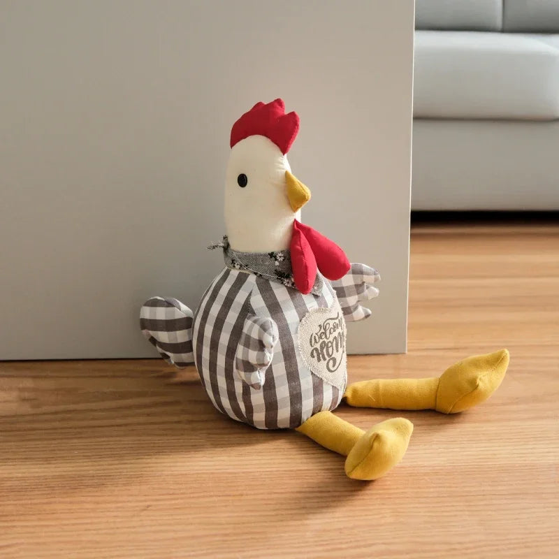 Cale porte coq en peluche gris clair - Décoration intérieure pastorale