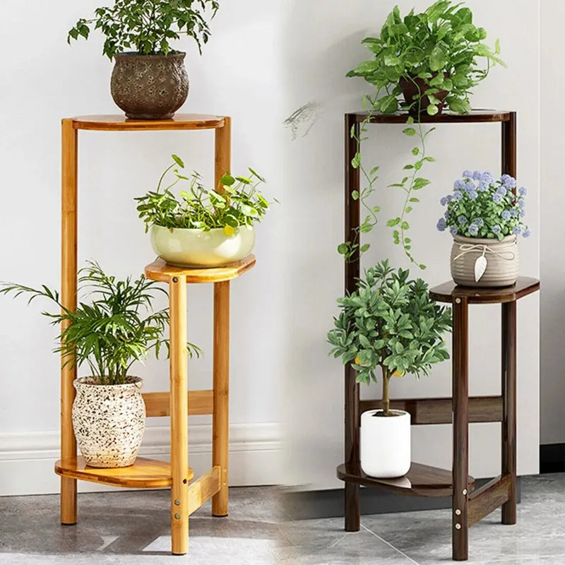 étagère plantes bois naturel minimaliste moderne vis balcon jardin pots variés
