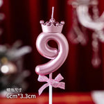 bougies numeriques rose couronne ruban brillant pique decoration anniversaire festif chiffres princesse