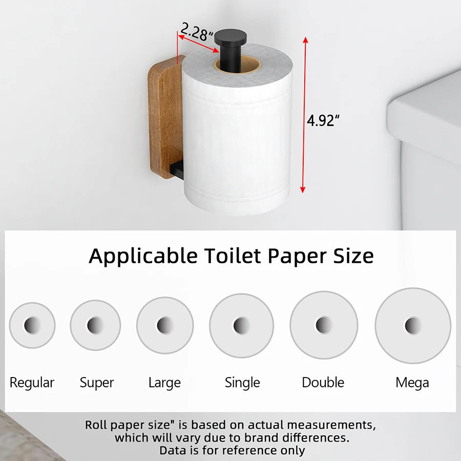 porte rouleau papier toilette mural aluminium noir bois clair moderne minimaliste fixation murale vis