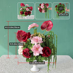bouquet artificiel rouge rose hortensia anthurium arrangement floral décoration événement table maisonextérieur classic