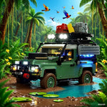 voiture lego defender vert texture lego classique led lumineuse grille taille dimension transparente
