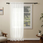 rideaux blancs translucides tringle poche moderne salon chambre coucher 150cm 130cm 240cm