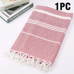 serviette plage rayée rose clair coton absorbant rapide sèche moderne minimaliste tassel