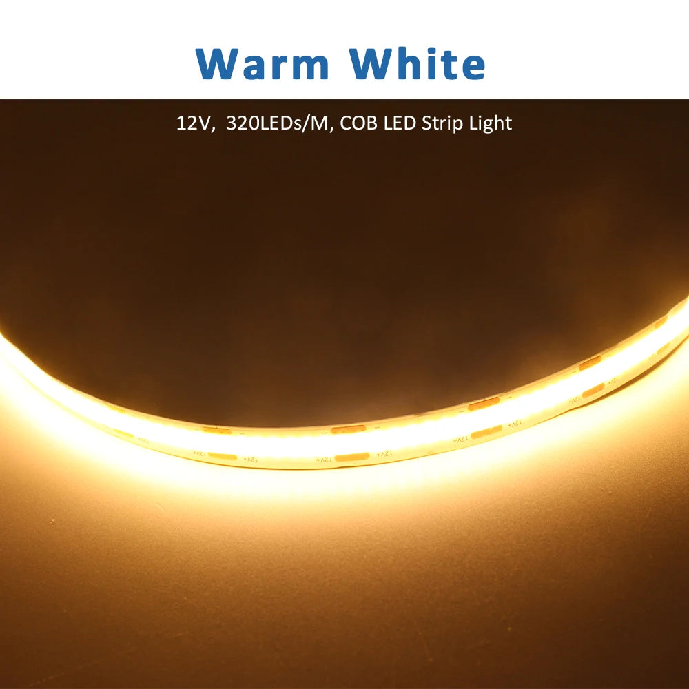 ruban led coB 5m 12v blanc chaud froid rouge vert bleu clips modernes
