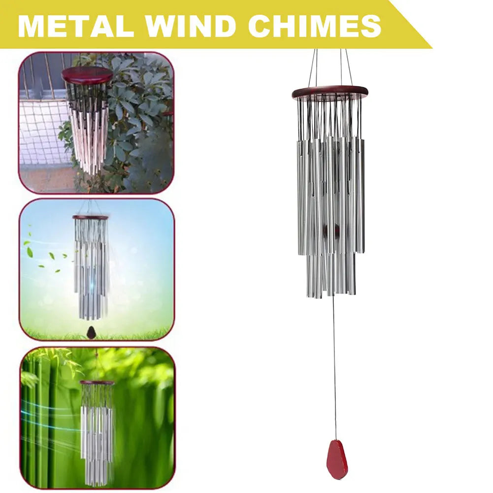 cloche vent moderne tubes métalliques argenté rouge marron floralextérieur maison jardin decoration