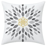 lot housses coussin décoratives gris jaune motif floral moderne canapé chambre