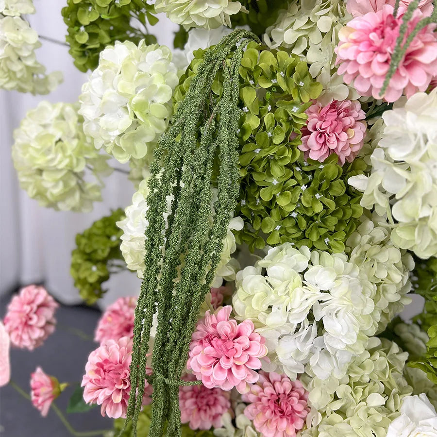 Architectures décoration florales artificielles blanches roses vertes romantiques occasionnelleextérieur mariage anniversaire