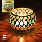 bougeoir mosaïque verre artisanal vert orange rouge blanc décoration maison table