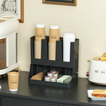 organisateur rangement tasses blanc noir adhésif moderne stockage capsules sachets sucre pailles couvercles