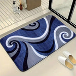 tapis bain moderne bleu marine gris blanc spirales abstraites antidérapants salle bain pièces