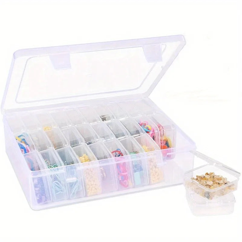 boîtes rangement transparentes couleurs multiples compartiments poignées modernes bijoux stockage artisanat