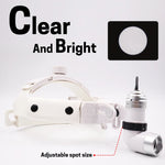 lampe frontale chirurgicale blanc texture cuir moderne batterie chargeur tournevis