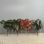 plantes artificielles decoration maison feuilles vert brun rouge veines blanches moderneintérieurDecorationFeuillesPlastique5pieces