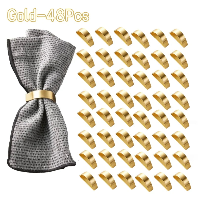 anneaux serviettes or lisses modernes fourchettes cuillères garnitures tables différentes couleurs mariage banquet