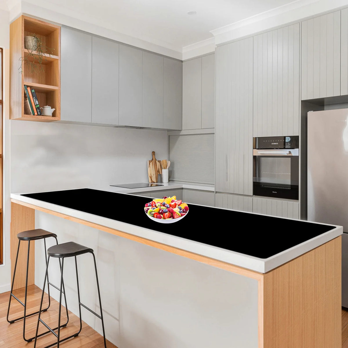 tapis silicone moderne rectangle antidérapant respectueux environnement noir gris lisse opaque contemporain cuisine