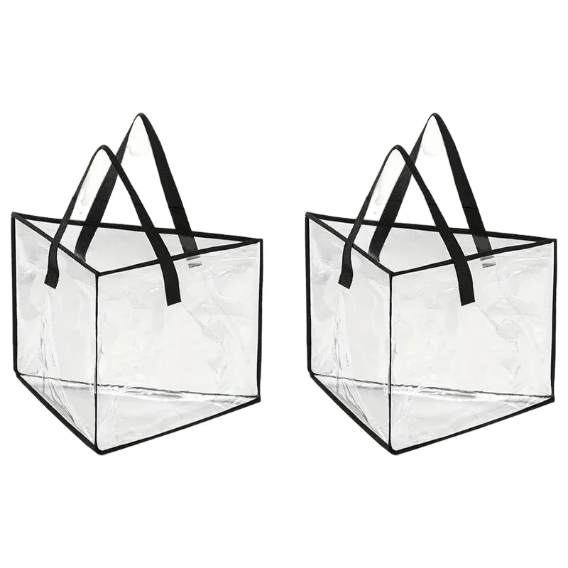sac rangement transparent multi usages poignées noires vêtements moderne pratique